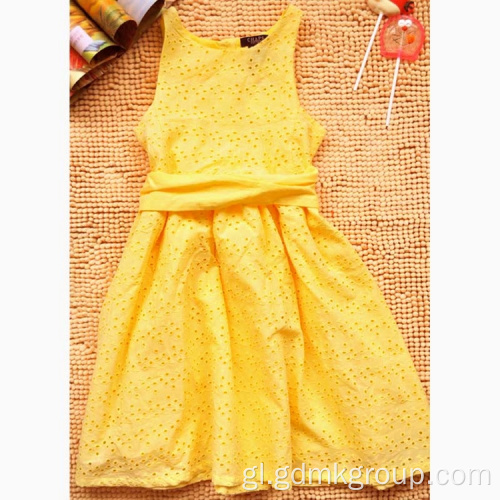 Vestido de verán amarelo novo para nenas Vestido de princesa de moda